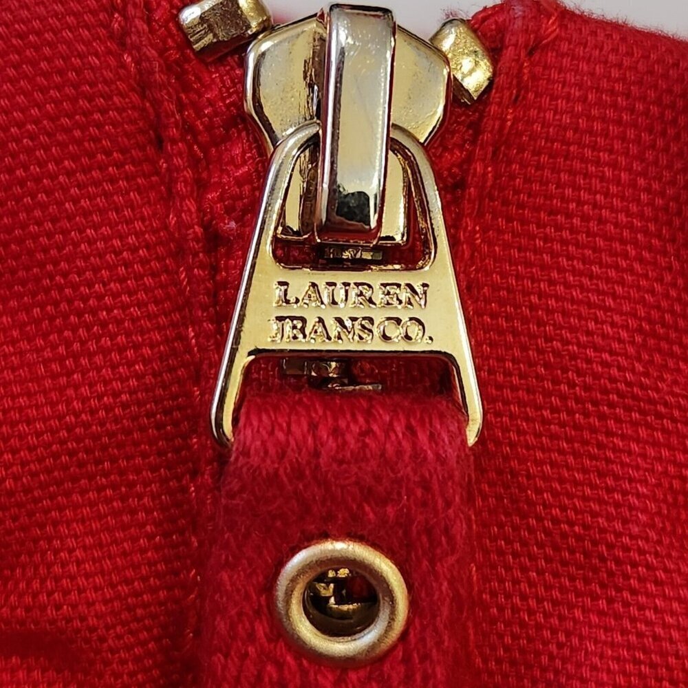 Lauren Jeans Co Sweatshirt Womens L Red Full Zip Nautical Crest Gold Hardware‎ - Picture 7 of 10